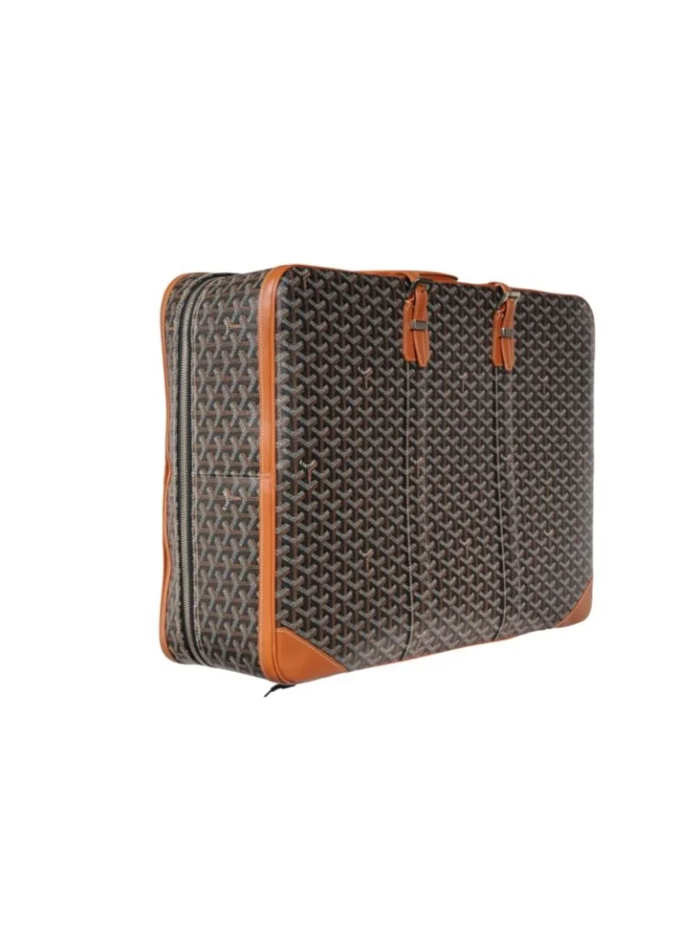 Goyard Brown Goyardine Canvas Leather Majordome 60 Travel Luggage Trunk Bag